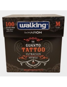 Guanti Tattoo ultraflex nitrile nero Walking 100pz - Axima/M
