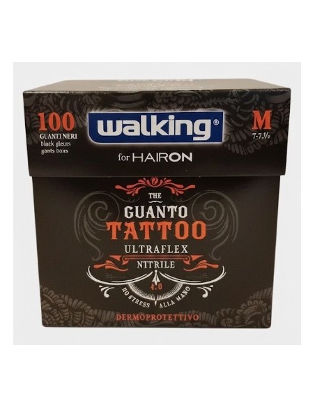 Guanti Tattoo ultraflex nitrile nero Walking 100pz - Axima/M
