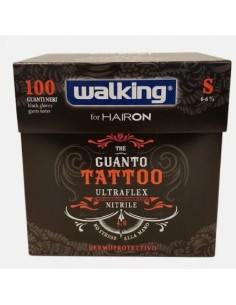 Guanti Tattoo ultraflex nitrile nero Walking 100pz - Axima/S