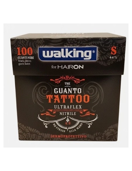 Guanti Tattoo ultraflex nitrile nero Walking 100pz - Axima/S