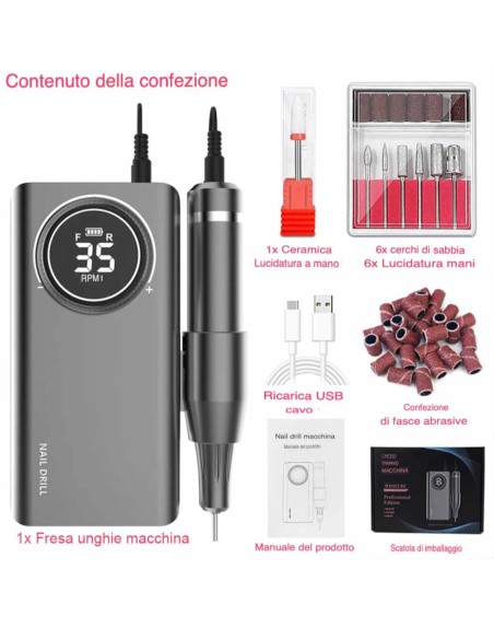 Fresa Per Unghie Portatile 35000 Giri