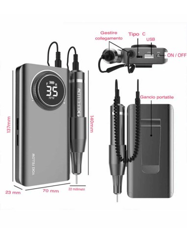 Fresa Per Unghie Portatile 35000 Giri