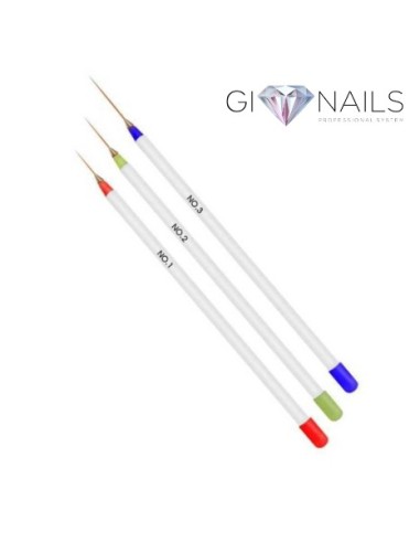 Set 3 Pennelli Per Nail Art Professionali