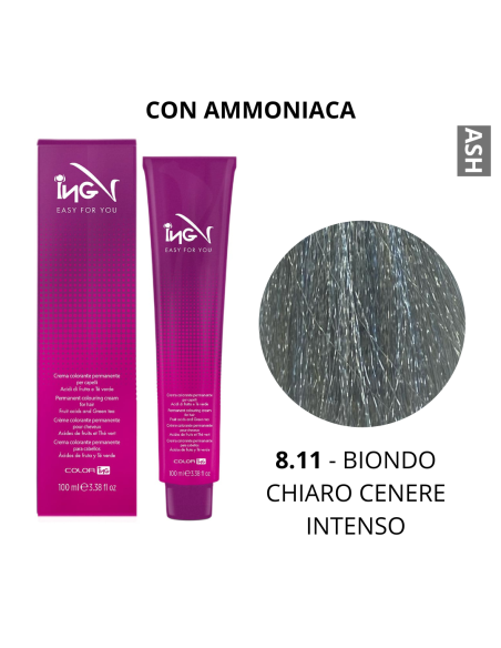 Crema Colorante (8.11 BIONDO CHIARO CENERE INTENSO) - COLOR ING