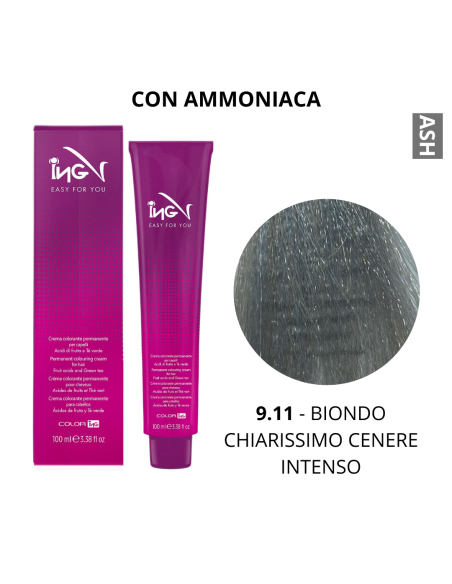 Crema Colorante (9.11 BIONDO CHIAR.MO CENERE INTENSO) - COLOR ING