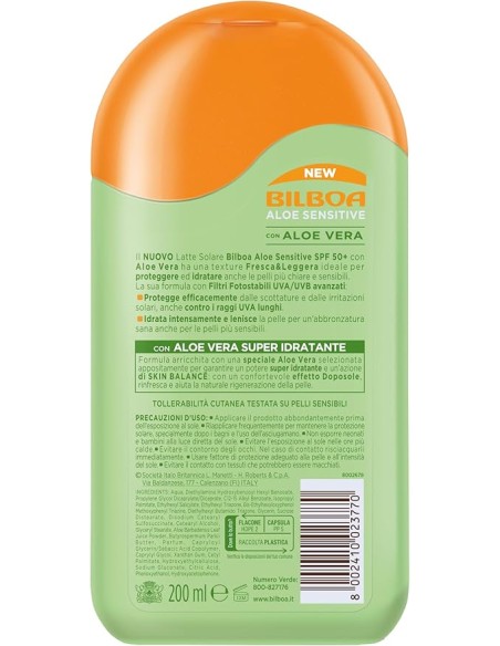 Bilboa Aloe Sensitive Pelli Sensibili 50+
