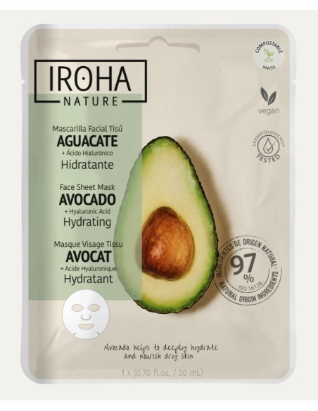 Iroha Nature Maschera Viso in Tessuto Idratante Avocado