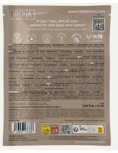 Iroha Nature Maschera Viso in Tessuto Con...