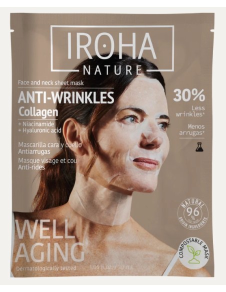 Iroha Nature Maschera Viso in Tessuto Antirughe Con Collagene