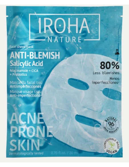 Iroha Nature Maschera Viso in Tessuto Anti-imperfezioni Con Acido Salicilico