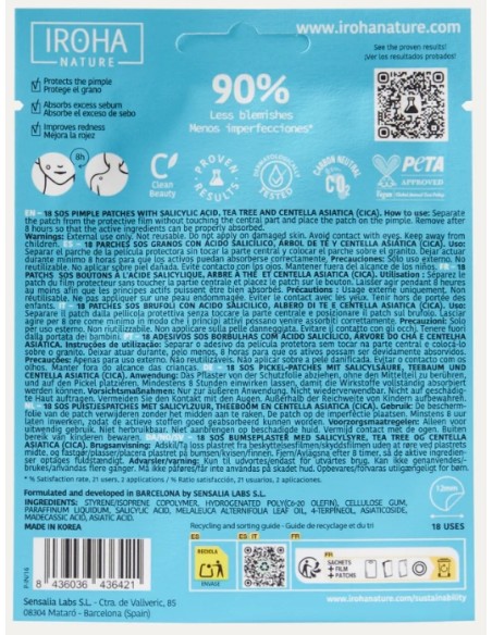 Iroha Nature Cerotti SOS Per Brufoli Con Acido Salicilico 18 patch