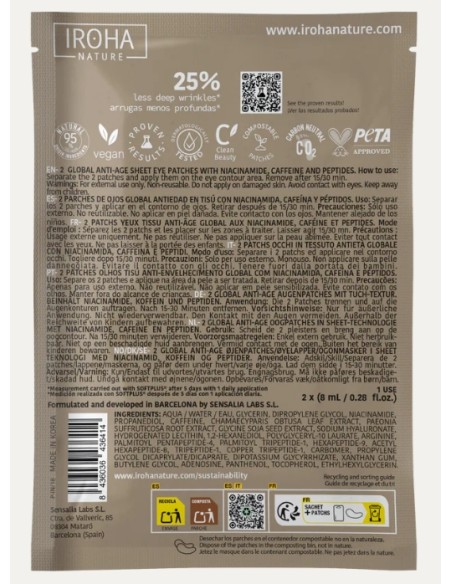 Iroha Nature Patchs Occhi Global Anti-age Con Niacinamide